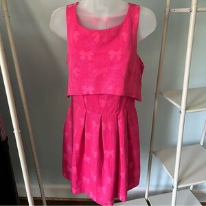 ASOS Vibrant Pink Cutout Pink Party Dress Bow Detail